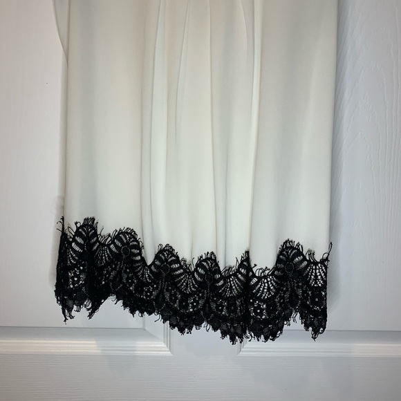 Express Tank Top White with Black Lace Detail - Picture 2 of 3